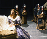 Blanche (Samantha Osborn '13) at her interview with the Prioress in Opera Notre Dame's upcoming performance of The Dialogues of the Carmelites