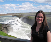 Melissa Mayus at Iceland's Gullfoss waterfall