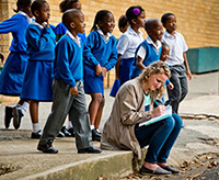 Graphic design student Steph Wulz takes notes while researching a project at Dominican Convent School in Johannesburg