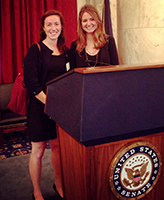 Arts and Letters students Kathryn Suarez (left) and Sarah McGough (right) attend a Notre Dame alumni event in Washington, D
