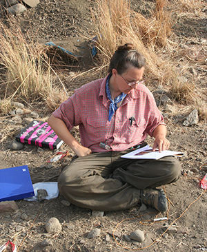 Anthropologist Meredith Chesson in the field