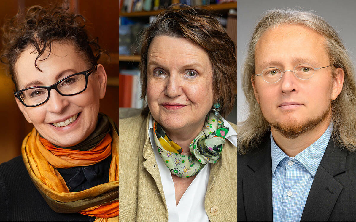Barbara Montero, a professor of philosophy; Gretchen Reydams-Schils, a professor in the Program of Liberal Studies; and Roy Scranton, an associate professor of English and director of the Creative Writing Program and the Environmental Humanities Initiative