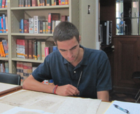 Joseph VanderZee, hard at work in a Peruvian archive