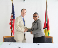 Ambassador Griffiths at an event to announce grants from PEPFAR (President's Emergency Plan for AIDS Relief) to several community-based agencies in Mozambique