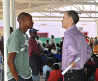Ambassador Griffiths visits a circumcision clinic in Gaza, Mozambique