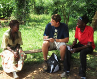 Notre Dame junior Greg Yungtum conducts an interview as part of an anthropology research project in Uganda