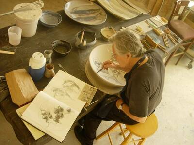 Doug Painting On Ceramics 1