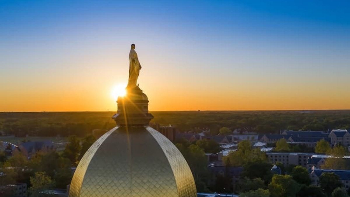 Aerial Photo Of The Virgin Mary Atop The Dome At Sunrise