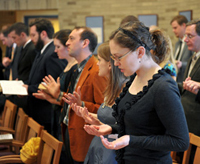 Prayer service in Malloy Hall
