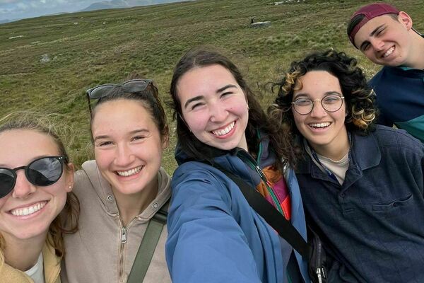 Maeve Mastri '26 with friends participating in summer research in Ireland.