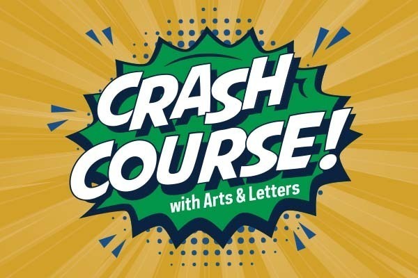 Crash Course series logo. The series title in white, comic book-style letters with a green starburst background.