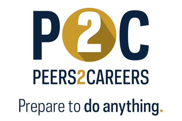 Blue and Gold Logo for Beyond the Dome's Peers2Careers program.
